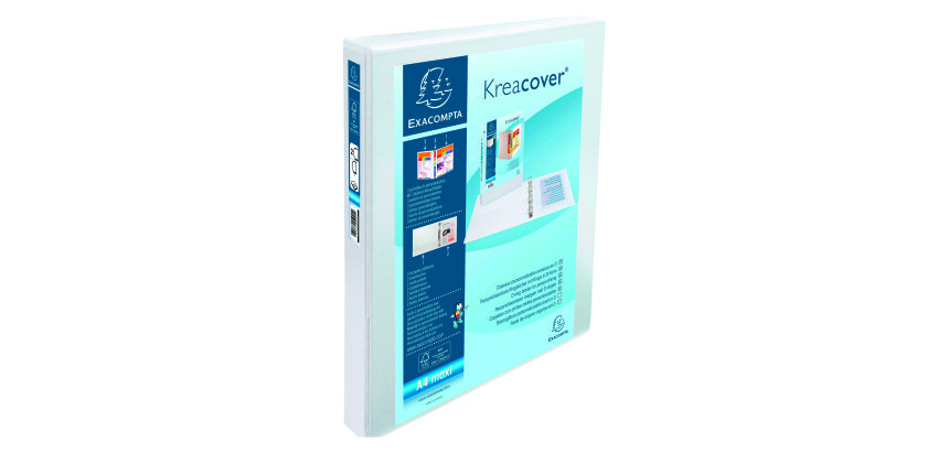 Classeur 2 anneaux plastifié Exacompta KREACOVER® personnalisable A4+ - Dos 4,7 cm blanc