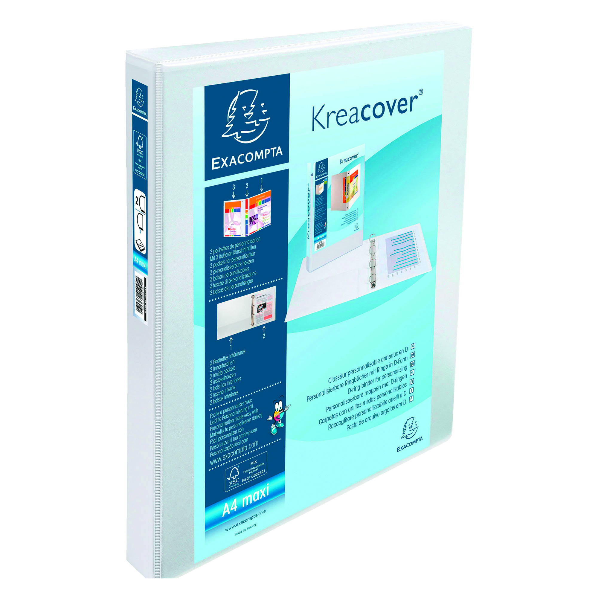 Exacompta Guildhall Ergogrip Binder, 4 ringen, A4 Extra Breed - Kobaltblauw