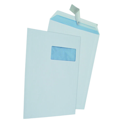 Boîte de 250 pochettes velin blanc 240x310 mm patte autocollante avec bande protectrice avec picto