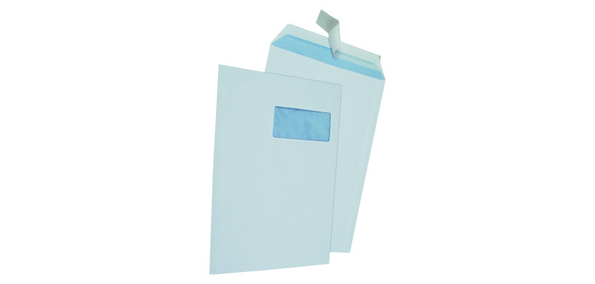 Box of 250 envelopes with window in white vellum 240 x 310 mm self-adhesive with protective strip