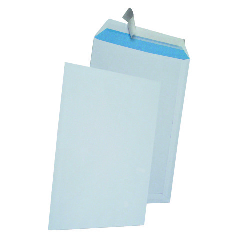 Box of 250 envelopes without window in white vellum 240 x 310 mm self-adhesive fold with protective strip