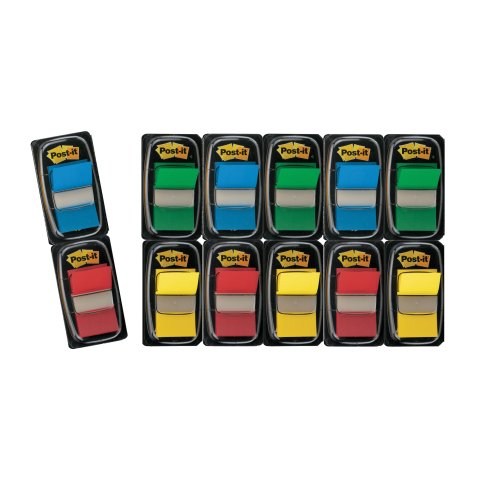 Pack 10 dispensadores marcapáginas anchos reposicionables Post-it + 2 GRATIS