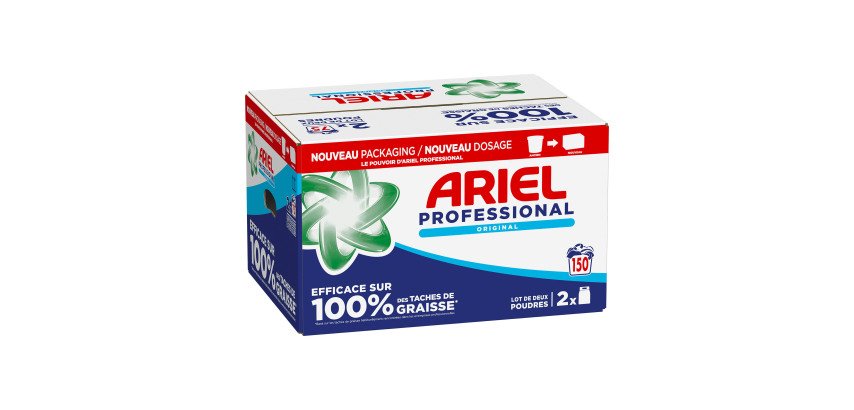 Lessive poudre concentrée Ariel Professional Original - 150 lavages - Carton de 9,75 kg