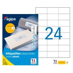 Etiquettes adresses 70 x 37 mm Agipa 119015 - Boîte de 2400