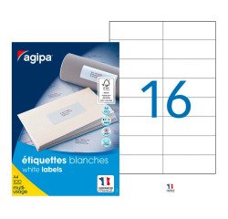 Etiquettes adresses 105 x 37 mm Agipa 119012 - Boîte de 1600