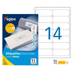 Etiquettes adresses 99,1 x 38,1 mm Agipa 118986 - Boîte de 1400