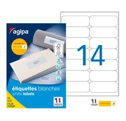 Etiquettes adresses 99,1 x 38,1 mm Agipa 118986 - Boîte de 1400