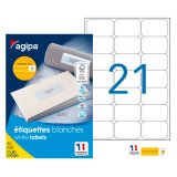 Etiquettes adresses 63,5 x 38,1 mm Agipa 118984 - Boîte de 2100