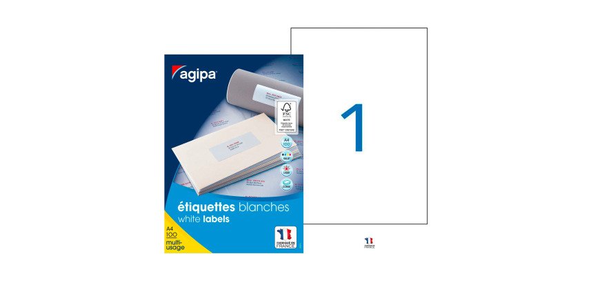 Etiquettes adresses 210 x 297 mm Agipa 119004 - Boîte de 100