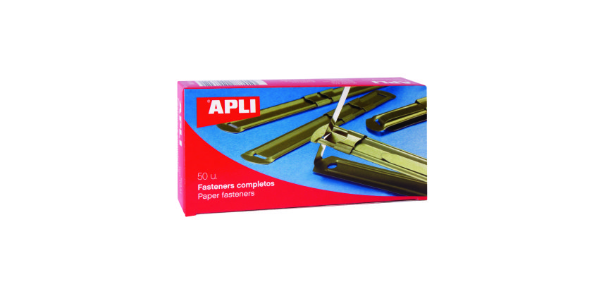 Fásteners de archivo metálicos dorados 90 x 12 mm Apli - Caja de 50