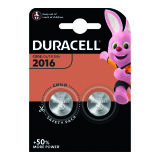 Button battery CR2016 lithium Duracell - Blister of 2 batteries
