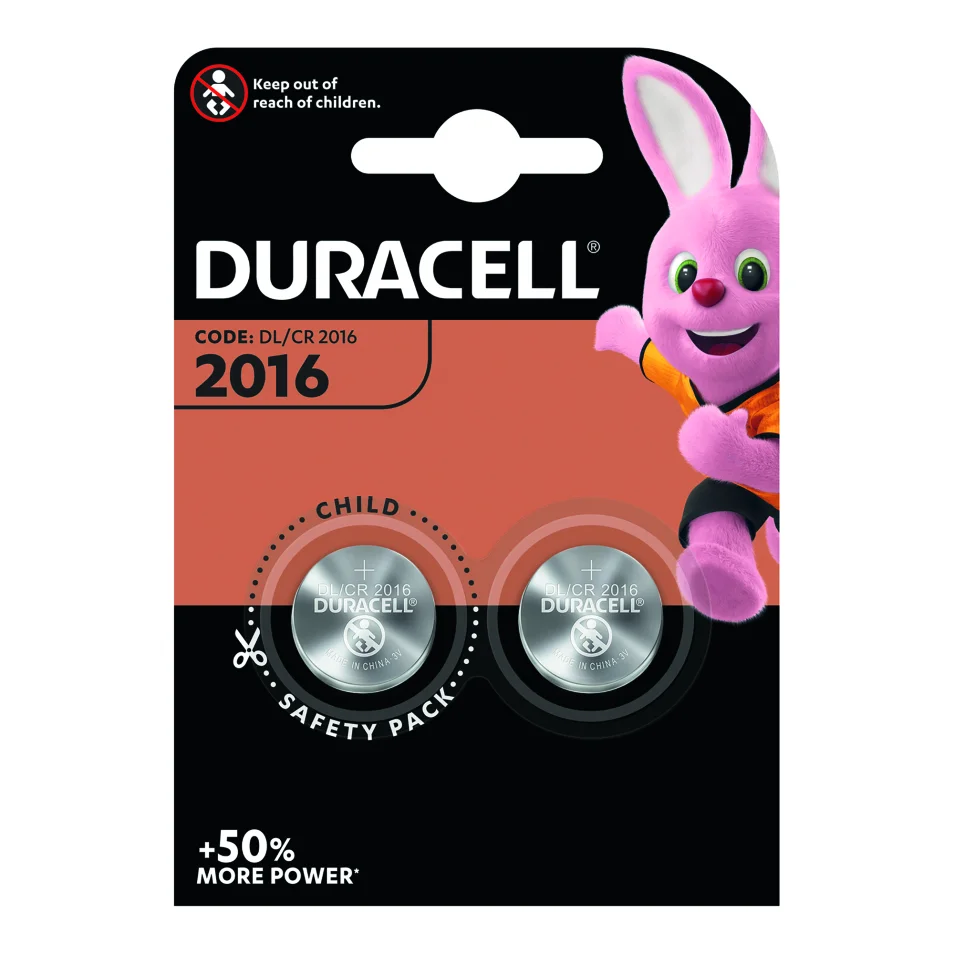 Pile bouton lithium Duracell 2016 3 V, lot de 2 (DL2016/CR2016