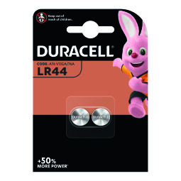 Blister 2 batterijen alkaline Duracell LR44