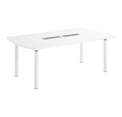 Table tonneau plateau blanc 8 personnes L 200 x P 115 cm - Frégate