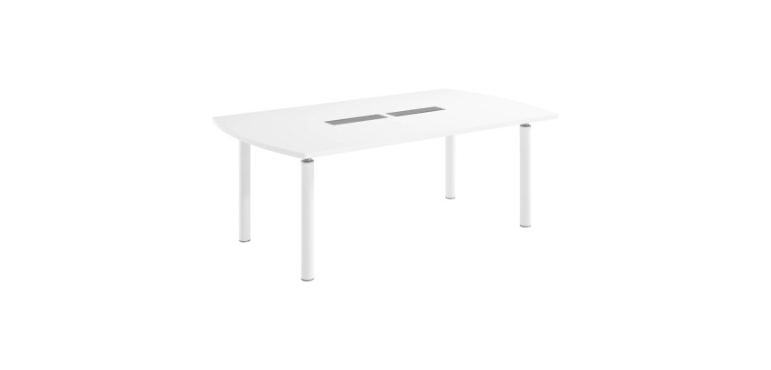 Table de réunion tonneau L 200 x P 115 cm piètement tube métal avec top access Belem