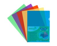 L-sleeves plastic SECO A4 polypropylene 12/100e biodegradable assortment - pack of 25