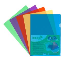 L-sleeves plastic SECO A4 polypropylene 12/100e biodegradable assortment - pack of 25