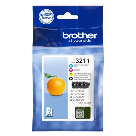 Brother LC3211 pack with 4 cartridges 1 black + 3 colors for inkjet printer 