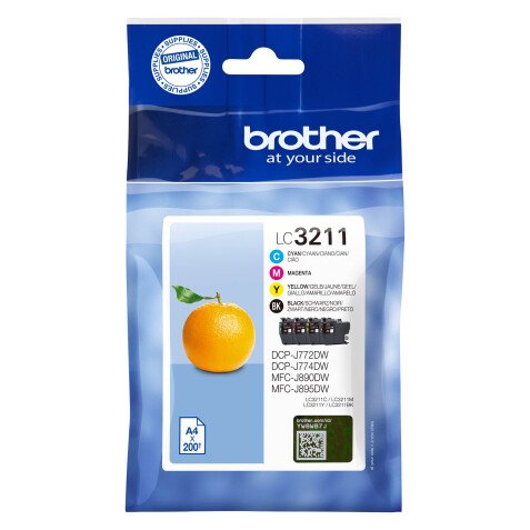 Brother LC3211 Pack 4 cartuchos originales negro + tricolor (4 X 200 páginas) 