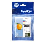 Brother LC3211 Pack de 4 cartouches 1 noire + 3 couleurs pour imprimante jet d'encre