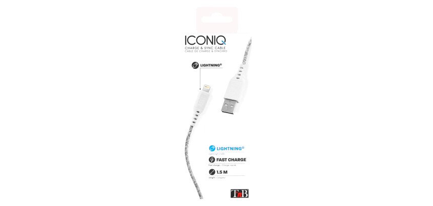 Câble tressé USB - Lightning 1,5 m TNB