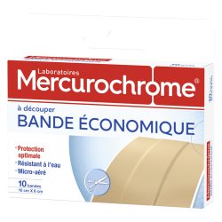 Bandes à découper économique 10 x 6 cm Mercurochrome - Boîte de 10