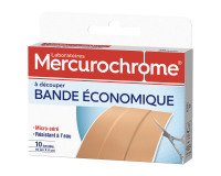 Boîte de 10 bandes à découper économique 10x6 cm Mercurochrome