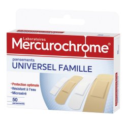 Boîte de 50 pansements universel famille Mercurochrome