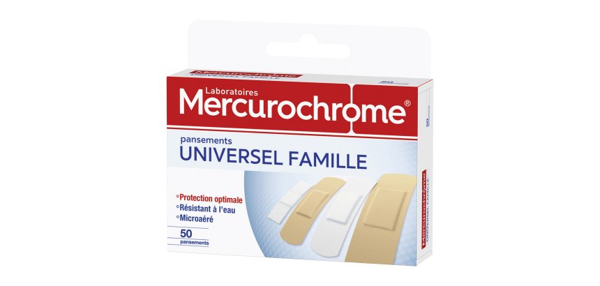 Boîte de 50 pansements universel famille Mercurochrome