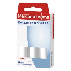 Bandes extensibles Mercurochrome 2 m x 7 cm - Paquet de 3