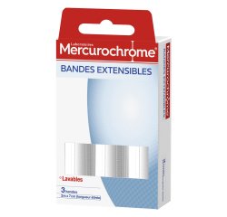Bandes extensibles Mercurochrome 2 m x 7 cm - Paquet de 3