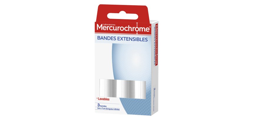 Bandes extensibles Mercurochrome 2 m x 7 cm - Paquet de 3