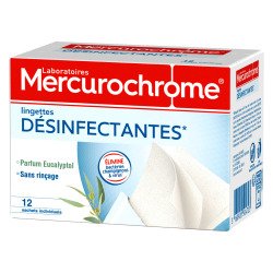 Boîte de 12 lingettes individuelles désinfectantes Mercurochrome