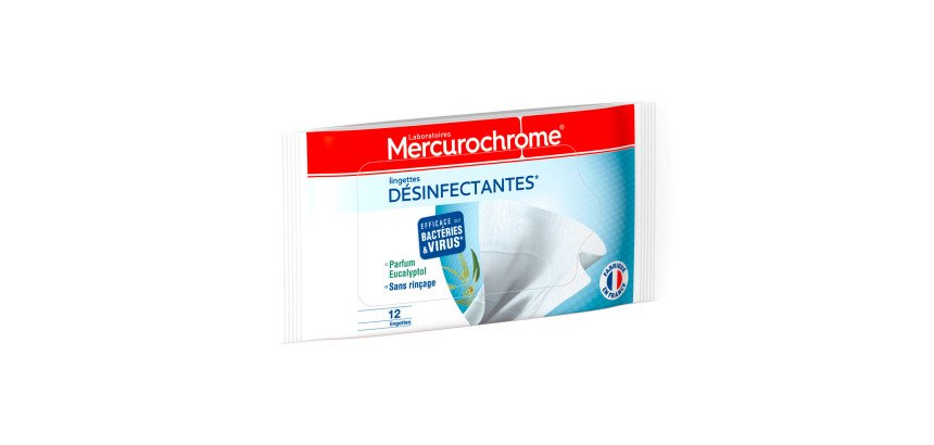 Boîte de 12 lingettes individuelles désinfectantes Mercurochrome
