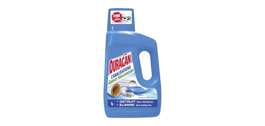 Entretien canalisations Ouragan – Flacon de 1 litre.