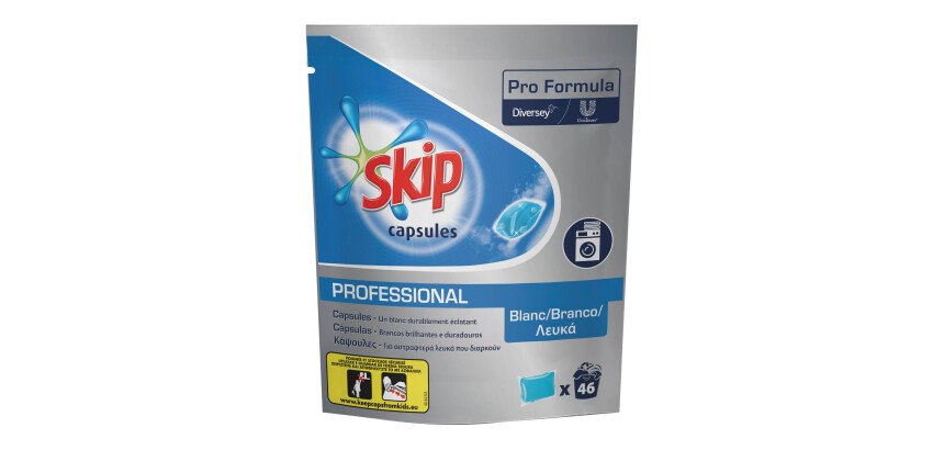 Lessive Skip professional capsules textiles blancs - 46 doses