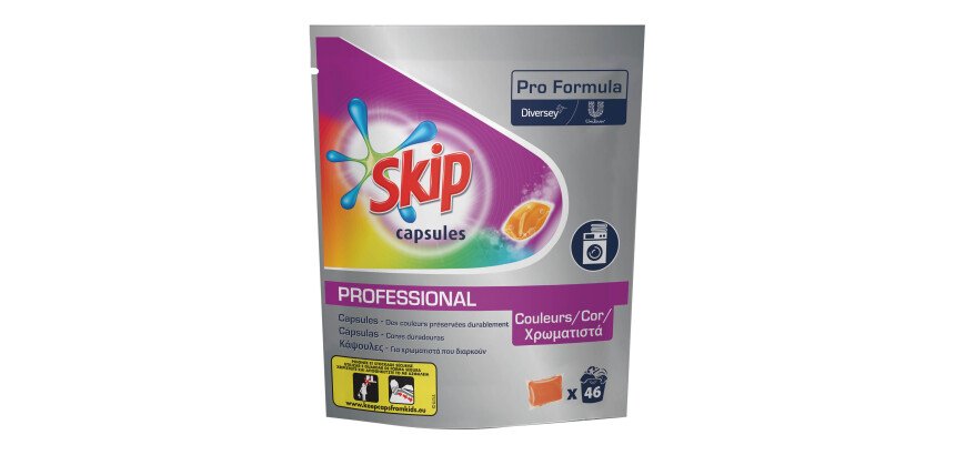 Lessive Skip professional capsules textiles couleurs - 46 doses