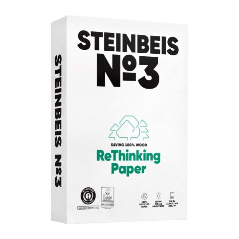 Papel blanco A4 80 g reciclado Steinbeis nº3 Pure White - paquete de 500 hojas