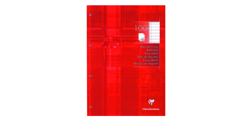 Notizblock Clairefontaine 2 Lochungen A4 100 Seiten - liniert und mit Bord