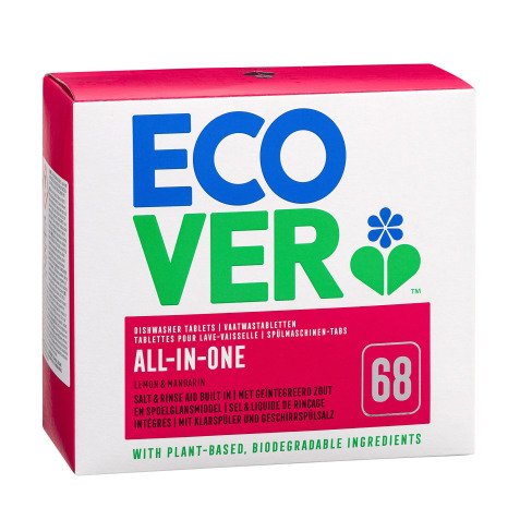 Ecologische vaatwastabletten Ecover All in 1 - Doos met 68 tabletten.