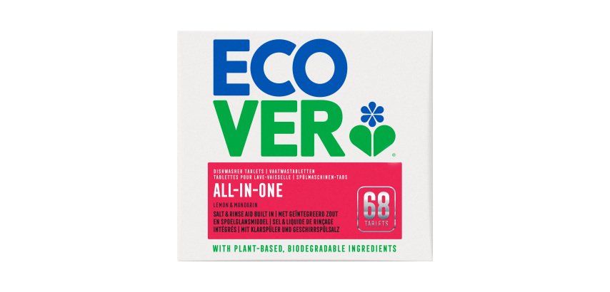 Ecological Ecover All in 1 Dishwasher Tablets - Box of 68 tablets