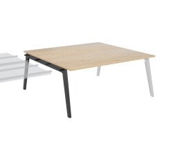 Pôle de 2 bureaux suivants chêne clair + goulotte L 180 cm - Exprim