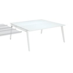 Pôle de 2 bureaux suivant Eden Arche + goulotte L 180 cm plateau blanc