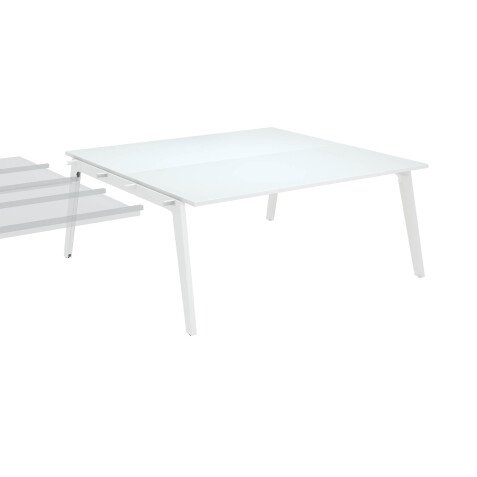 Pôle de 2 bureaux suivants blanc + goulotte L 180 cm - Exprim