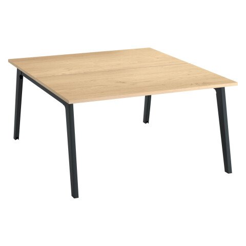 Conjunto de 2 mesas Eden Arco An 140 cm roble claro con canaleta patas antracitas