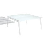 Pôle de 2 bureaux suivants chêne clair + goulotte L 160 cm - Exprim