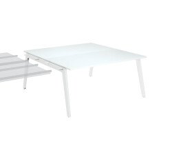 Pôle de 2 bureaux suivants chêne clair + goulotte L 160 cm - Exprim