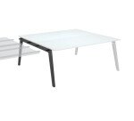 Pôle 2 bureaux suivant Eden Arche L 180 cm blanc piétement anthracite