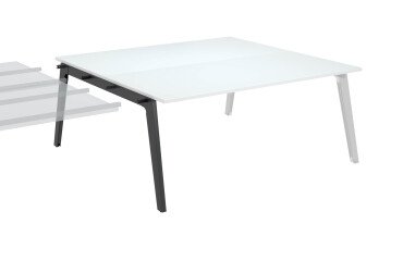 Center of 2 offices according to Eden Arche + white top cable management L 180 cm