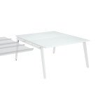 Pôle de 2 bureaux suivants blanc + goulotte L 140 cm - Exprim